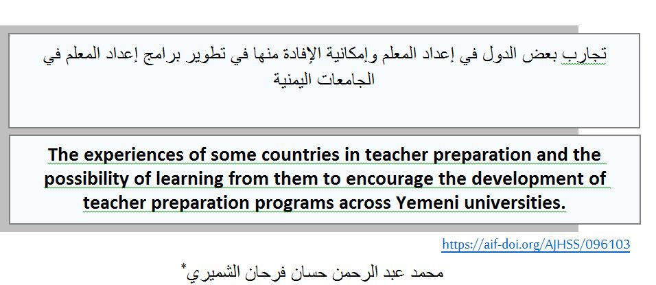 تجارب بعض الدول في إعداد المعلم وإمكانية الإفادة منها في تطوير برامج إعداد المعلم في الجامعات اليمنية